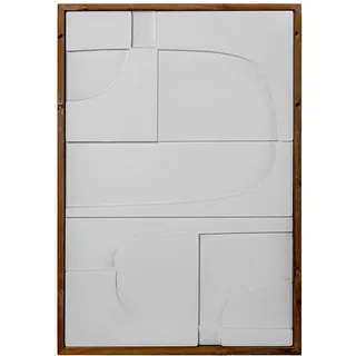 DRW Abstraktes Holzbild mit Rahmen in Weiß und Natur, 59 x 4 x 87 cm