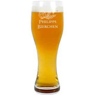 Herz & Heim® Leonardo Weizenglas 330 ml mit personalisierbarer Gravur – viele Motive – individuelles Bierglas als Geschenk – graviertes Weizenbierglas 0,33 l (Hopfen, 330, Milliliter)