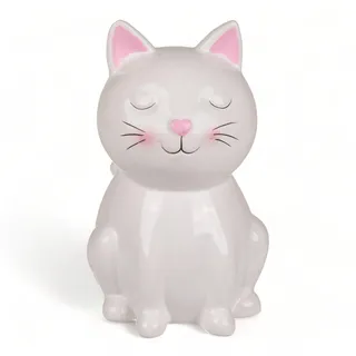 MIJOMA Keramik Spardose mit Schloss und Schlüssel, Niedliches Design für Kinder & Erwachsene, Ideal als Geldgeschenkverpackung und zur Geldsicherung (Katze weiß)