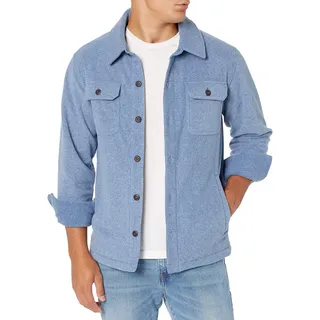 Amazon Essentials Herren Langärmlige Polarfleece-Hemdjacke Für Den Winter, Indigoblau Meliert, L