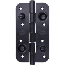 Amig - Set aus 6 Sicherheitsscharnier für Türen | Abgerundete Kanten | Geräuschloses Öffnen und Schließen | Sicheres Halten von Eingangstüren aus Stahl | Schwarz | 150 x 82 x 3 mm