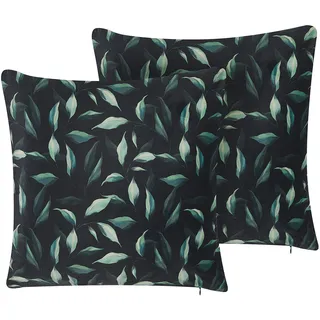 Beliani Dekokissen Toadflax 45 x 45 cm Grün Schwarz