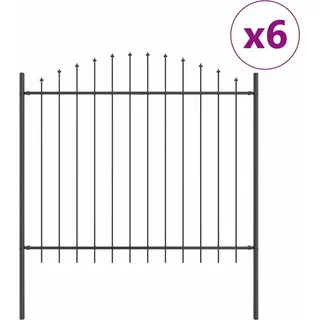 Gartenzaun 6 pcs Grau 170 x 165 cm Pulverbeschichteter Stahl - Grau