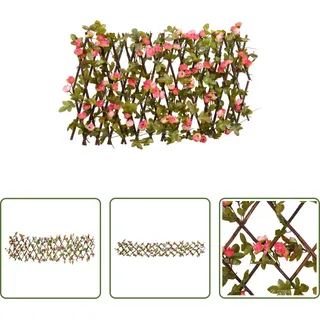 The Living Store Rankgitter mit Künstlichem Efeu Erweiterbar Dunkelrosa 180x20cm - Rosa