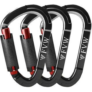Karabiner Klettern Kletterausrüstung,3 Stück UIAA-Zertifiziert 25KN Auto Locking Kletterkarabiner Clips für Locking Hundeleine und Geschirr, Camping,Hängematten, Wandern & Utility