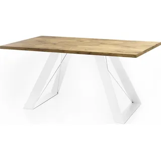 WFL Group Esstisch Colter Weiß rechteckig ausziehbar, Lancelot Eiche 140-240/80/76 cm , Holzwerkstoff , Rechteckig,Rechteckig , 80x76x140 cm , Esszimmer, Esstische