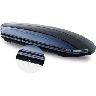 Dachbox MAA460 schwarz glänzend 460 Ltr + Stahl Dachträger Menabo Tema kompatibel mit für Renault Scenic X-Mod (Kombi 5 Türer) 2009-2013 - Schwarz