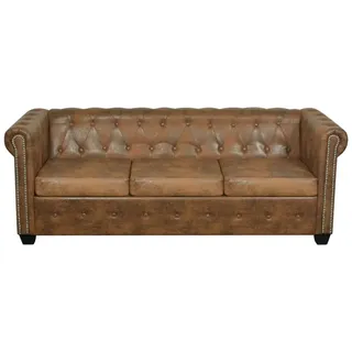 vidaXL Chesterfield-Sofa 3-Sitzer Kunstleder Braun