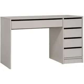 beautysofa - Schreibtisch 120 cm, Moderner Computertisch ohne Griffe mit 5 Schubladen, Stauraum, Bürotisch in Kaschmir, Homeoffice Arbeitstisch Malta - Beige