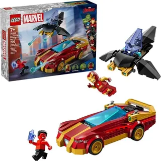 LEGO Marvel Iron Man Auto und Black Panther vs. Red Hulk - Superhelden Spielzeug mit 3 Minifiguren - Inkl. Flugzeug mit Shootern und Dum-E Figur - Geschenkidee für Jungen und Mädchen ab 7 Jahren 76310