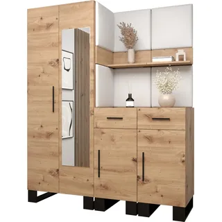 Garderobe ARTIN Set 15 mit gepolsterten Paneelen Industrial Design - Braun