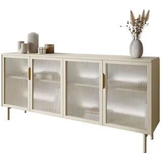 lookway Kommode LINEA 181 x 83 x 39 cm Weiß / Gold