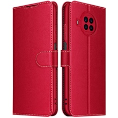 ELESNOW Hülle für Xiaomi Mi 10T Lite 5G, Premium Leder Klappbar Wallet Schutzhülle Tasche Handyhülle mit [Magnetisch, Kartenfach, Standfunktion] für Xiaomi Mi 10T Lite 5G (Rot)