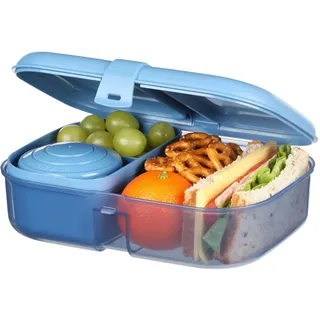 Sistema Ribbon Bento Box Brotdose mit flexiblem Einsatz und Joghurt-/Fruchtbehälter | Mit recyceltem, ozeangebundenem Kunststoff | 1,1 L Lunchbox im Bento Style | BPA-frei
