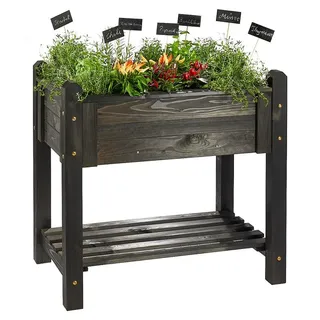 Hochbeet BASIC mit Abdeckung schwarz aus Holz 89,5x59x84,5cm Kräuterbeet - Schwarz