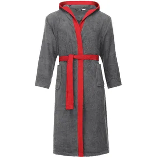 Ladeheid Herren Frottee Bademantel aus 100% Baumwolle LA40-190 (Dunkelgrau-12/Rot-26, M)
