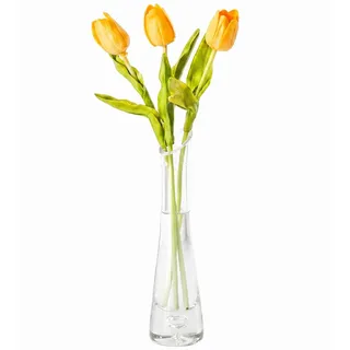 Kleine Blumenvase, hoch, dünn, schmaler Hals, Glasvasen, transparent, Mini-Öffnung, Einzelstielvasen für dekorative Heimdekoration, Wohnzimmer, Büro und Tafelaufsätze, 23 cm