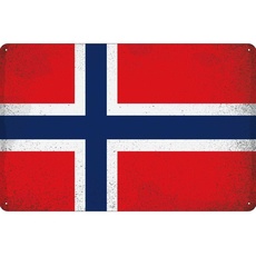 Blechschild Wandschild 20x30 cm Norwegen Fahne Flagge