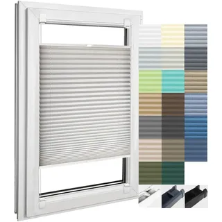 Home-Vision Premium Plissee nach Maß zum Kleben Innenrahmen | Höhen Farbe des Textile und Profilfarben, Blickdicht Jalousie für Fenster & Tür Sonnenschutzrollo in verschiedenen Breiten