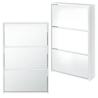 [en.casa] Schuhkipper Vogar , Weiß , Holzwerkstoff , 63x102.5x17 cm , Garderobe, Schuhaufbewahrung, Schuhkipper