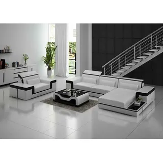 Wohnlandschaft Ecksofa L-Form Sessel Set Modern 2tlg JVmoebel - Grau, Schwarz