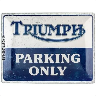 Nostalgic-Art Retro Blechschild, 30 x 40 cm, Triumph Parking Only – Geschenk-Idee für Biker, Original Lizenzprodukt (OLP), aus Metall, Werkstatt-Deko im Vintage Design, Blechschilder Sprüche