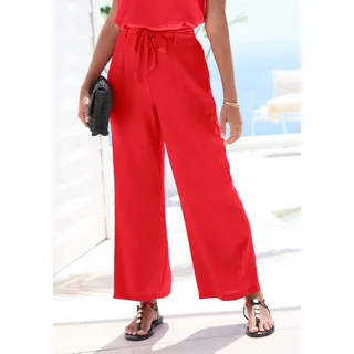 Schlupfhose VIVANCE "mit weitem Bein und bequemer Passform", Damen, Gr. 38, N-Gr, rot, Web, Obermaterial: 100% Polyester, unifarben, figurumspielend knöchelfrei, Hosen Schlupfhose, mit elastischem Bund, luftige Sommerhose, Basic