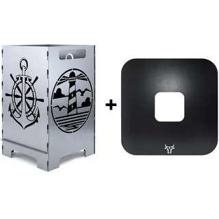 Anker Feuerkorb Feuertonne Feuerschale + Grillplatte Feuerplatte Grillring