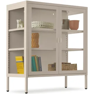 tectake® Metallvitrine Baker Kippschutz, höhenverstellbare Füße