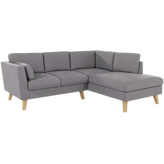 S-Style Möbel Ecksofa Mario Grau Microfaser , Textil , Echtholz,Buche , Füllung: Silikon,Komfortschaum , L-Form,L-Form , 221x186 cm , Hergestellt in Europa, Oeko-Tex® , Wohnzimmer, Sofas & Couches, Wohnlandschaften, Ecksofas