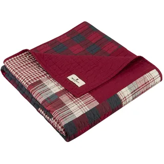 Woolrich Luxuriöser gesteppter Überwurf – Hütten-Lifestyle, Patchwork mit Elch-Design, für alle Jahreszeiten, leicht und atmungsaktiv, gemütliche Bettüberwürfe für Couch, Sofa, 127 x 177,8 cm (B x L),