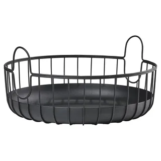 ZONE Denmark Inu Korb mit Griffen aus Metall Aufbewahrungskorb Rund 38 x 38 x 18 cm schwarz