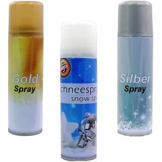 Silber Gold & Schneespray Set 3x 100ml Dekoration Weihnachten Fenster Spray