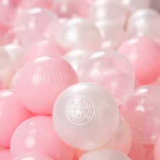 KiddyMoon 1200 ∅ 6Cm Kinder Bälle Für Bällebad Spielbälle Baby Plastikbälle Made In EU, Rosa/Perle/Transparent