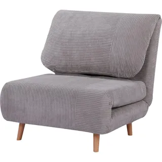 2-In-1 Schlafsofa Schlafsessel Verstellbar Klappmatratze Gästebett Klappbett Cord-Optik Für Schlafzimmer Und Wohnzimmer Polyester Hellgrau