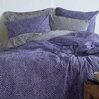 LERUUM Bettwäsche-Set King Size aus Baumwolle Bettwäsche 220x240 wendbarer lila lavendelfarbener Punkt-Muster Bettbezug mit Kissenbezüge (Purple 240x220 + 2(65x65))