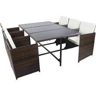 VCM »VCM 7-tlg Gartenmöbel Set Sitzgruppe Essgruppe 1xTisch, 6x Stühle Tisch Maße ca. H. 72 x B. 170 x T. 110 cm Rattan Garten Set - Raloso« Raloso, 7 Stk. tlg., braun