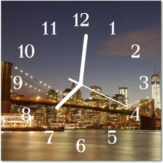 Glasuhr Wanduhr Küchenuhr Echt-Glas 30x30 cm Nacht Licht mehrfarbig