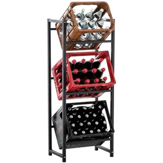 CLP Kastenständer Metall schwarz , Schwarz , 47x116x31 cm , Weinregale