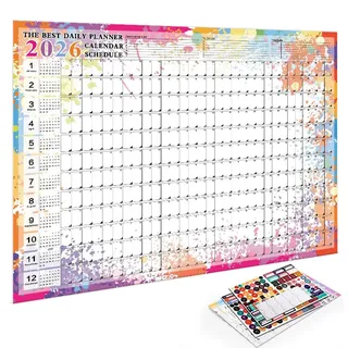 XXL Retro-Stil Kalender 2026 - Wandkalender 2026 - Jahresplaner A1, Wandplaner mit Kalenderwochen, Feiertagen - Großformat Kalender für Büro, Familie und Schule, Wall Calendar, Plakatkalender (2026)