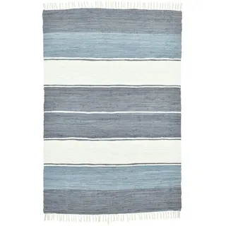 Theko Fleckerlteppich Happy Design 160x230 cm , Anthrazit , Textil , Gestreift , Rechteckig , 160x230 cm , für Fußbodenheizung geeignet , Teppiche und Böden, Teppiche, Fleckerlteppiche