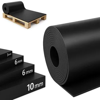 etm SBR Gummimatte 120 x 250 cm. 3 mm - Meterware - Schwarz & Glatt - Bautenschutzmatte Antirutschmatte Gummi Boden Matte - Bodenbelag Gummiplatte Gummistreifen