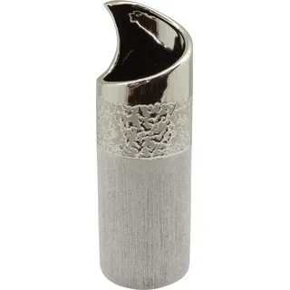 Moderne Deko Vase Blumenvase Tischvase aus Keramik champagner silber Höhe 30 cm