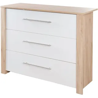 roba Wickelkommode Malo - Wickeltisch mit 3 Schubladen inkl. Metallgriffen - Holz / braun