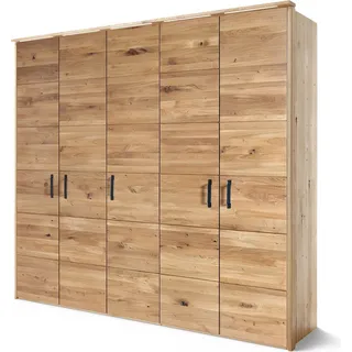MASSIVMOEBEL24.DE Kleiderschrank 5-türig Wildeiche 242x60x219 natur geölt HALMSTAD #100