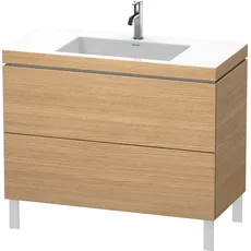 Duravit L-Cube Möbelwaschtisch c-bonded mit Unterbau bodenstehend, 100x48 cm, 2 Auszüge, ohne Überlauf, 1 Hahnloch, Farbe: Europäische Eiche Dekor