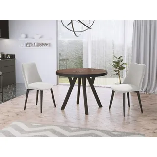 WFL GROUP Runder Esstisch 100 x 76 x 100 cm braun