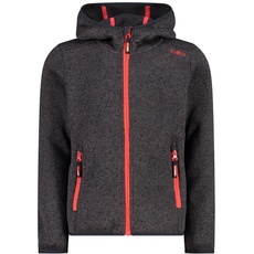 Bild - Kinder-Knit-Tech-Jacke mit fester Kapuze, Nero-Campari, 152