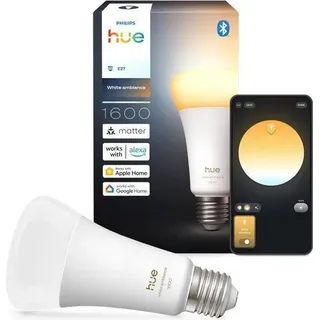 LED Lampe, Philips Hue, E27, 11.8W, 1600 Lumen, 2000-6500K Warmweiß, Dimmbar, Smarte Steuerung - Bunt