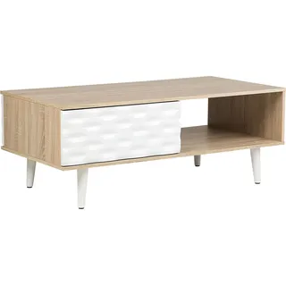 BELIANI Couchtisch Braun mit Weiß Holzoptik Tischplatte 1 Schublade Zusätzliche Abstellfläche Rechteckig Modern - Braun, Weiß